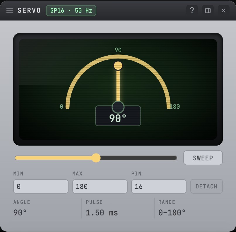 Servo instrument with an angle dial